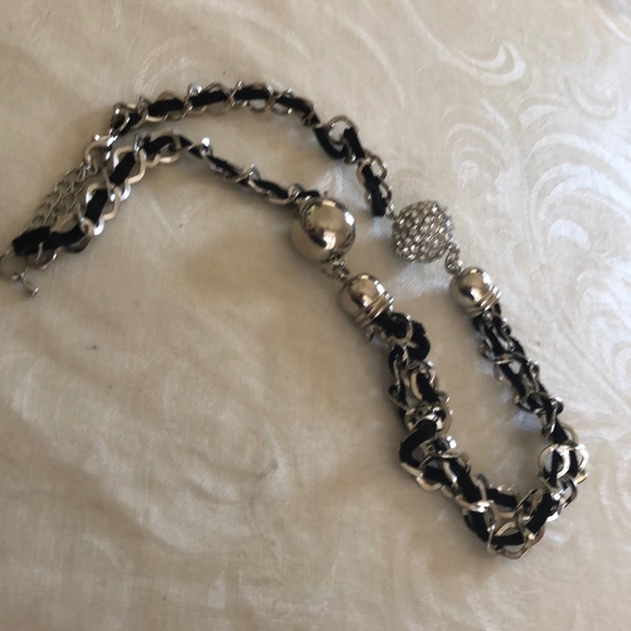multi strand black color and silver tone necklace - Picture 7 of 13